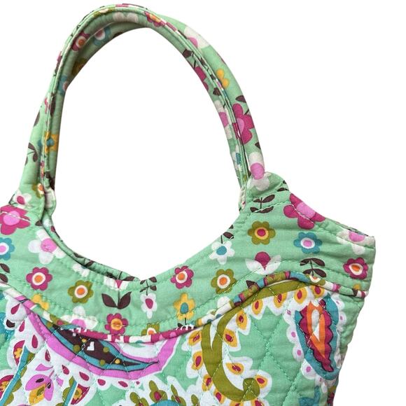 Vera Bradley Quilted Paisley Small Tote Size 13x12, Green Multi - Picture 5 of 9